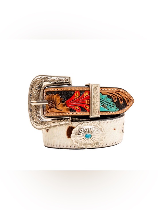 Myra Bag Accessories - NWT Myra Bag Hand Tooled Leather Floral Turquoise Concho Belt